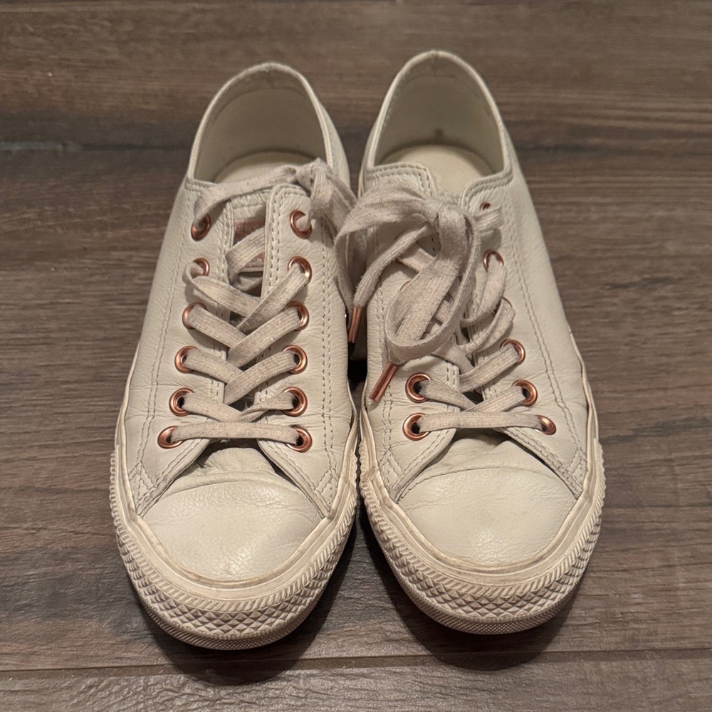 Converse Cream Sneakers with Rose Gold Accents